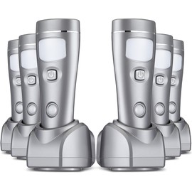 Enhon 4 in 1 LED Rechargeable Plug in Flashlights, 6 Pack LED Emergency Lights for Home Power Failure Emergency, Plug in Power Outage Light, Power Failure Light with Motion Detection (Silver)