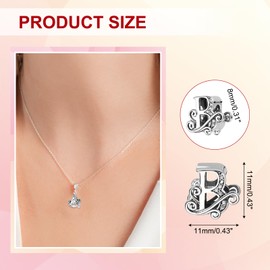 PATIKIL 925 Sterling Silver Letter Charm, Alphabet B Letters Bead Charm Initial Letter Pendants for Bracelets Necklace DIY Jewelry Gift, Silver Tone