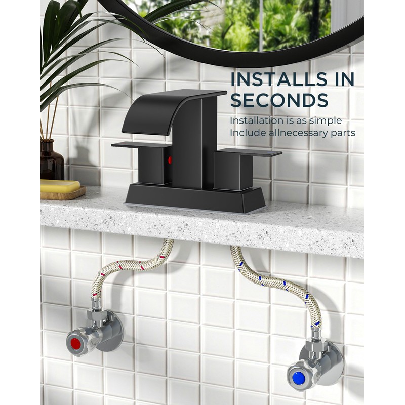 FORIOUS 4 Inch Centerset Matte Black Bathroom Faucet, 2 or