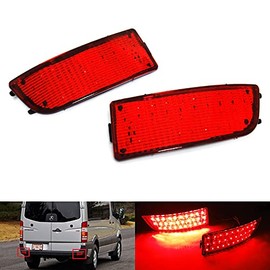RZG 2x Red Lens Rear Bumper Reflector LED Fog Tail Stop Brake Light DRL For 2006+ Sprinter 906 Crafter 2E