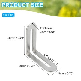 PATIKIL 10pcs 58*19*58mm Slotted Adjustable Sliding Slot Joint Right Angle Bracket Metal Corner Connector for Wood Chair Furniture Bracket Silver