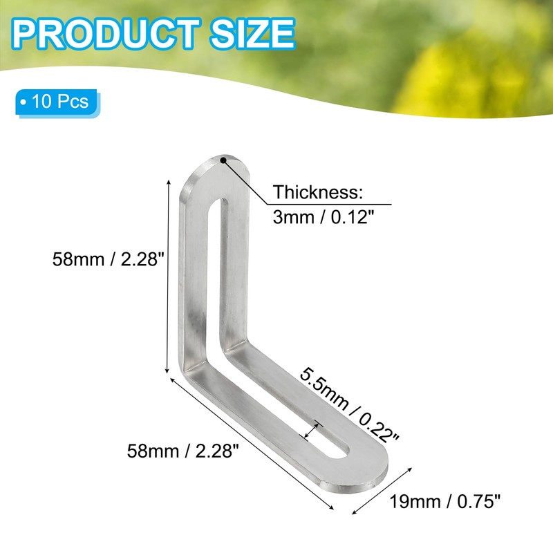 PATIKIL 10pcs 58*19*58mm Slotted Adjustable Sliding Slot Joint Right Angle