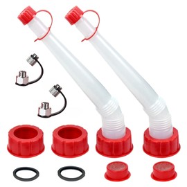 CM Concepts® Gas/Water Can Long Angled Spill-Free Spout Nozzle & Vent Replacement Kit w/Filter Screen Old Style (2) (With Chrome Vents)