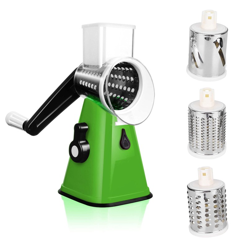 AMOS Rotary Multifunction Cheese Grater, Vegetable Fruit Slicer with Three