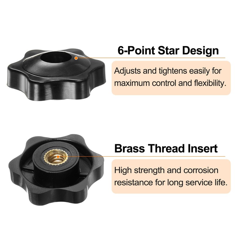 HARFINGTON 12pcs Star Knobs 1/4-20 Female Thread 1.26" (32mm) 6-Point