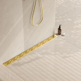 Neodrain 36-in Brushed Brass Rectangular Linear Shower Drain with Brick Pattern Grate, 304 Stainless Steel Bathroom Floor Drain, Gold Linear Drain with Hair Strainer,CUPC Certified