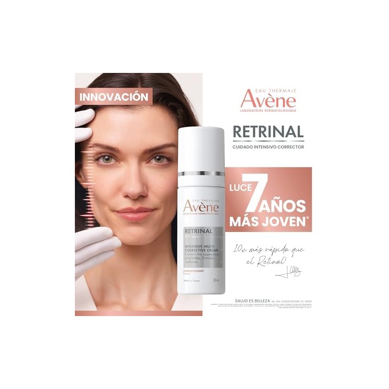 Avene Retrinal Crema de Noche Facial Antiarrugas con Niacinamida, 30ml