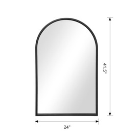 OGCAU 42x24 Inch Black Mirror Wall Mirror for Bathroom, Black Metal Frame, Arched Wall Mounted Mirror, Bathroom Vanity Mirror for Living Room Entryway (Black)