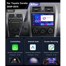 8Core 6G 128G Radio for Toyota Corolla 2009-2013 Car Stereo with Wireless CarPlay/Android Auto/WiFi 4G/9inch 1280x720P IPS Touchscreen/DSP 46EQ/BT 5.0/FM/RDS/59 UIs/MirrorLink/Backup Camera