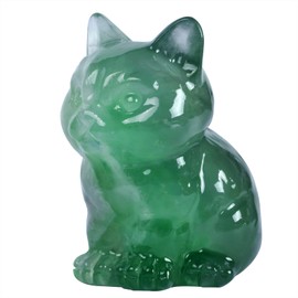 1.6 Inch Crystal Cat Statues, Fluorite Crystal Cat Figurines, Healing Crystal Kitty Figurine Decor, Cute Lucky Cat Statues for Gifts, Handcrafted Crystal Figurines for Home Ornaments