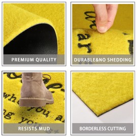 JJUUYOU Welcome Mats for Front Door Outdoor Entry Welcome Ish Depends Who You are Doormat Spring Bright Yellow Non Slip Rubber Mat for Home Indoor Farmhouse Funny Mats
