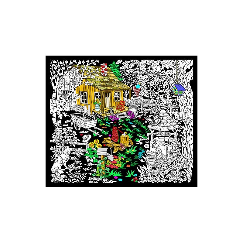 Cabin Well - 23x20 Fuzzy Velvet Detailed Coloring Poster