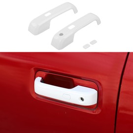 CheroCar Exterior Door Handle Cover with Smart Key Trim Decor Compatible with 2015 2016 2017 2018 2019 2020 Ford F150 F-150 2DR Outside Door Handle Protection Shell Exterior Accessories,White 4PC
