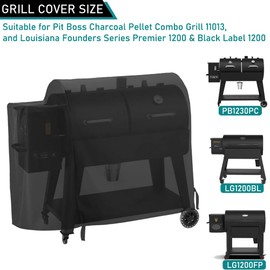 ZJYWSCH Grill Cover for Pit Boss Charcoal Pellet Combo Grill PB1230PC, PitBoss 1230PC Pellet Charcoal Combo Grill Cover Heavy Duty Waterproof for Louisiana 1200 Black Label LG1200BL