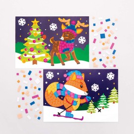 Baker Ross Winter Forest Friends Mosaic Craft Sets (Pack of 4) - Christmas Art and Crafts