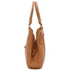Light-weight 3 Compartment Faux Leather Medium Hobo Bag (Tan)