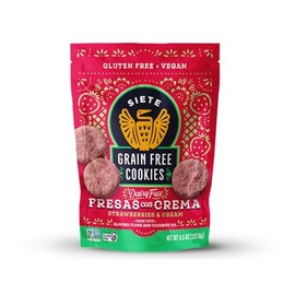 Siete Gluten Free Fresas Con Crema Cookies | Vegan | Grain Free | Non GMO | Dairy Free | Made with Almond Flour & Coconut Oil | 4.5 Oz. Bag (Pack of 6)
