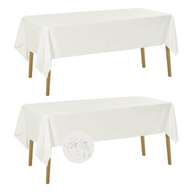 Fokitut 2 Pack Waterproof Rectangle Tablecloth, 60x102 Inch, Stain Resistant and Wrinkle Polyester Table Cloth, Fabric Table Cover for Kitchen Dining, Wedding, Party, Holiday Dinner-Ivory