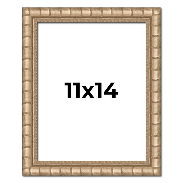 11x14 Frame Silver Bamboo Solid Wood Picture Frame | 1.5