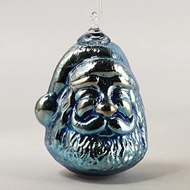 Glass Eye Studio Vintage Santa Ornament Blue Tinsel