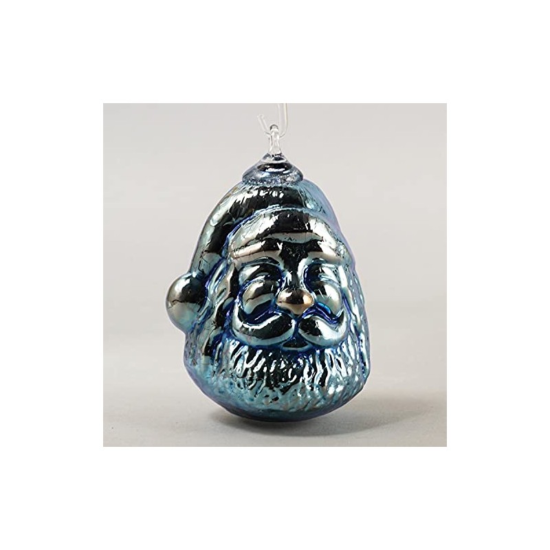 Glass Eye Studio Vintage Santa Ornament Blue Tinsel