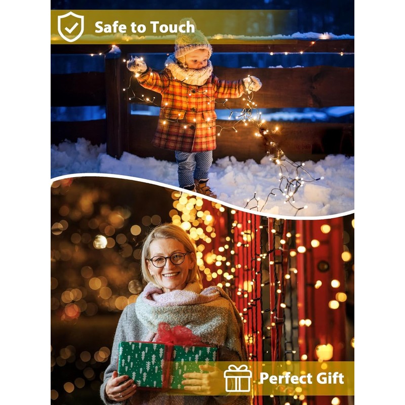 4 Pack Total 800 LED Solar Christmas Lights Outdoor, Solar