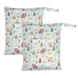 RUACDIQ Pack of 2 Wetbag Nursery, Wet Bag, Nappy Bags, Swimming Bag, Wet and Dry Changing Bag with Zip for Travel, Beach, Pool