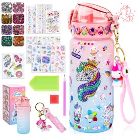 snookids Unicorn Gift Girls 4 5 6 7 8 9 Years, DIY Drinking Bottle Craft Girls 5 6 7 8 9 10 Years, Water Bottle Diamond Painting Craft Set Creative Toy for Children Birthday Gift