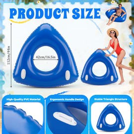 Relaxgiant 1 Pcs 44" Large Triangular Inflatable Pool Float Tube for Adult Pool Chair Float Water Lounger with 2 Handle Summer Tanning Water Floating Raft Swimming Toy for Pools Party Beach Lake River