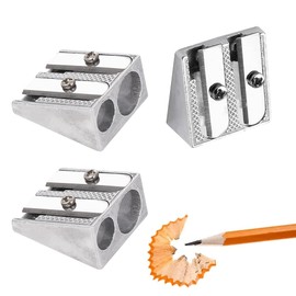 3PCS Metal Pencil Sharpeners with 2 Holes Crayon Sharpener Metal Pencil Sharpeners Eye Twin Pencil Sharpener Student Stationery Pencil for Home School Office