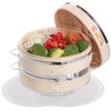 Dumpling Bamboo Steamer 10 Inch 2 Tier Wooden Basket With