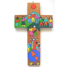 Wood Cross Children's Cross Hand painted Cross. 10 cms