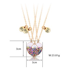 SCJJZ Friendship necklace, BFF chains for 3, friendship chain for 3 girls, BFF gifts, best friends gifts, BFF good friend suit magnet, three-person girlfriends, birthday gift