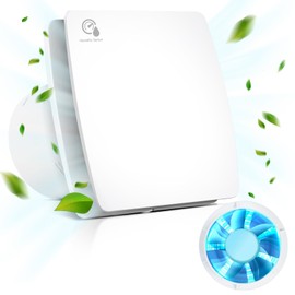 Focxoio Bathroom Fan 100 mm with Humidity Sensor and Time Delay Device, 12 W Exhaust Fan with Backflow Flap, Wall Fan 95 m³/h for Wall, Ceiling and Window Mounting