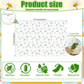 Yiyiring 30 Count Disposable Cutting Boards Sheets, 17" x 12" Flexible Plastic Cutting Board Large Anti Slip Textured Food Grade PEVA Daisy Green Leaves Multipurpose Mat for Kitchen Camping Picnic BBQ