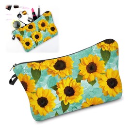 LINGJIA Make Up Bag, Small Cosmetic Bag, Sunflower Cosmetic Bag, Purse Cosmetic Bag, Travel Bag, Toiletries Bag, Portable Storage Bag, Handbag, yellow, Minimalist