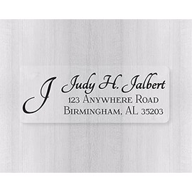 60ct - Initial Return Address Clear Transparent Stickers/Labels (#310-C)