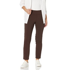 Zac & Rachel Women's Millennium Fabric Pull-On Slim Leg Pant, Chocolate, 16