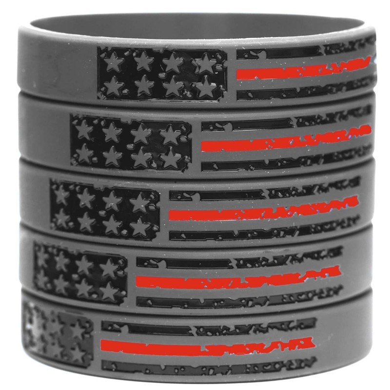 10 Vintage Flag Thin RED Line Wristbands