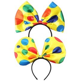 WUFGWBD 2 Pieces Polka Dot Bow Headbands, Clown Headbands, Colorful Headbands, Fun Headwear, Cosplay Props, Party Costume Accessories