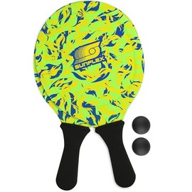 Sunflex® Flames Firegreen Neoprene Beach Ball Set with Two Bats and Two Balls, Soft and Lightweight, Extremely Robust and Waterproof, Racket Game for Beach and Meadow
