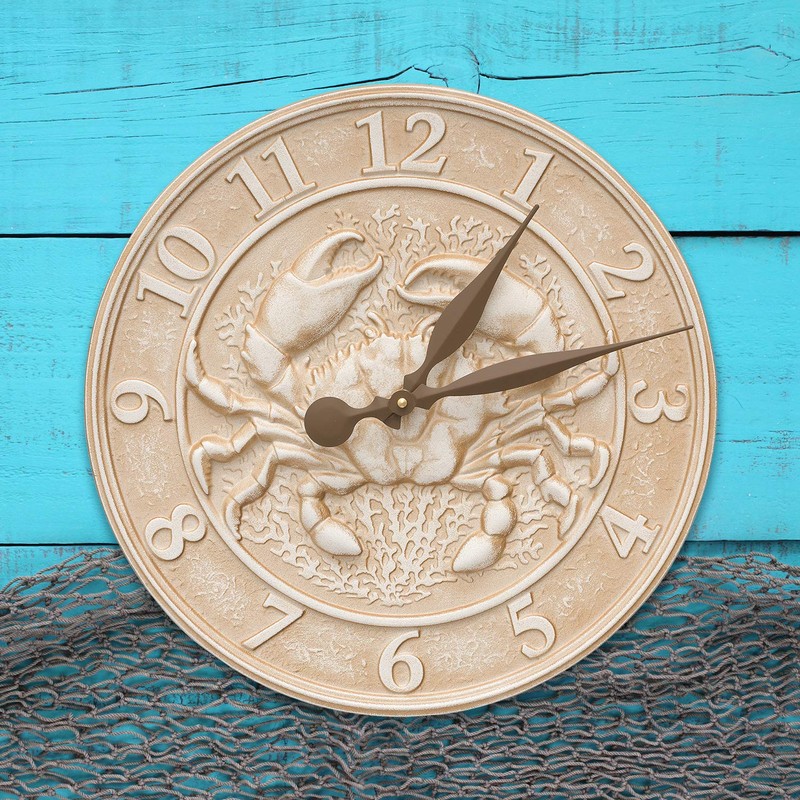 Whitehall Products Crab Sealife Clock, Limestone