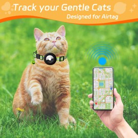 Seyezo Cat Collar with Air Tag Holder, Reflective Kitten Collar with Bell, Breakaway Airtag Cat Collar for Boys Girls Cats, GPS Tracker for Cats 0.4’’ Width Adjustable Safe Kitty Collar, Neon Green