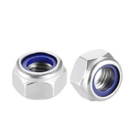 sourcing map Hex Lock Nuts - M14 x 2mm Stainless Steel Nylon Insert Self-Locking Nuts for Fasteners, 2Pcs Silver Tone