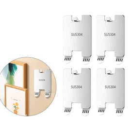 Upgraded Stainless Picture Hangers Common-Demand, Metal Heavy Duty No Tools Damage-Free Picture Frame Hanging Hardware Kit for Wall Paint Photos, Ornamental Stronger Load-Bearing (4)