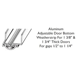 Aluminum Adjustable Door Bottom Weatherstrip for 1 3/8" & 1 3/4" Thick Doors for Gaps 1/2" to 1 1/4" (Silver)