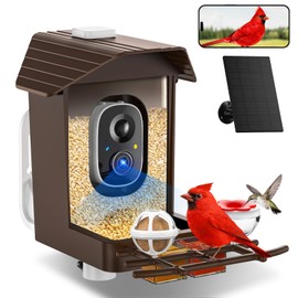 Festival Gift for Bird Lovers, Mom, Dad & Kids: Solar-Powered Smart Bird Feeder with Camera - AI Identify 10K+ Birds, 2K HD Live, WiFi Outdoor Garden Birdhouse Cam
