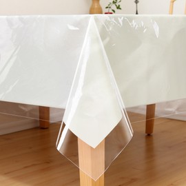 Incisite Clear PVC Table Cloth, Waterproof Wipe Clean Plastic Table Cover, Transparent Tablecloth, Oil Proof Rectangle Tablecloth Protector for Dining Tables Kitchen Picnic Outdoor Indoor (213x153cm)
