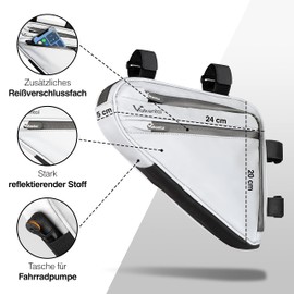 Valkental - Waterproof Frame Bag with Lots of Space - 1.5 L Volume - Bicycle Bag with Reflectors and Practical Compartments