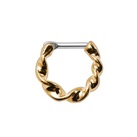 Pierced Owl 14-16GA Gold Plated 316L Stainless Steel Twisted Septum Clicker Ring (1.6mm (14GA))